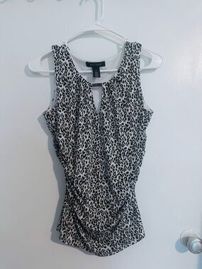 White House Black Market Black & White Leopard Print Tank